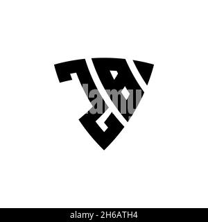 ZB Monogram logo letter with triangle shield shape style design isolated on white background. Triangle monogram logo, shield monogram logo, triangle s Stock Vector