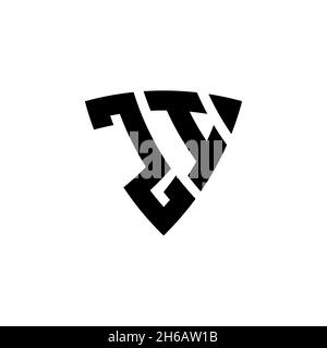 ZI Monogram logo letter with triangle shield shape style design isolated on white background. Triangle monogram logo, shield monogram logo, triangle s Stock Vector
