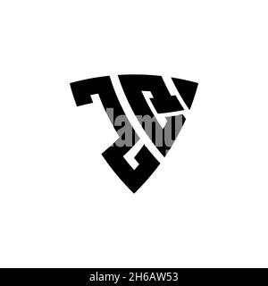 ZQ Monogram logo letter with triangle shield shape style design isolated on white background. Triangle monogram logo, shield monogram logo, triangle s Stock Vector