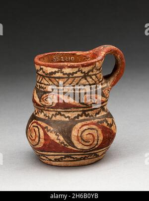Miniature Handled Jug with Spiral and Zigzag Motifs, A.D. 400/1000. Stock Photo