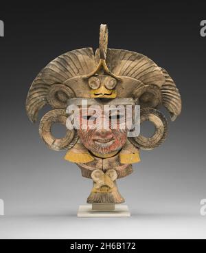 Mask from an Incense Burner Portraying the Old Deity of Fire, A.D. 450/750. Stock Photo