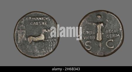 Dupondius (Coin) Portraying Germanicus Caesar, 15 BCE-19 CE. Stock Photo