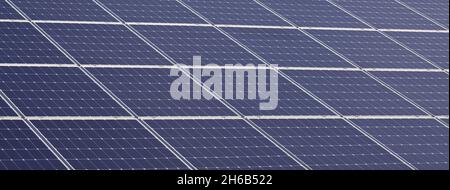 Panorama Solar Panels background for solar energy concept images. Stock Photo