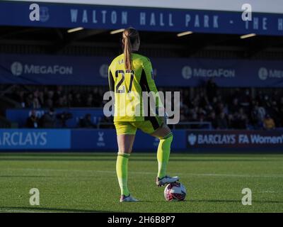 Liverpool, UK. 14th Nov, 2021. Liverpool, England, November 14t Goalkeeper Mary Earps (27 Manchester United) in action during the Barclays FA Womens Super League game between Everton and Manchester United at Walton Hall Park in Liverpool, England Natalie Mincher/SPP Credit: SPP Sport Press Photo. /Alamy Live News Stock Photo