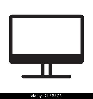 Monitor or computer in simple style on white background isolated. Stock Vector