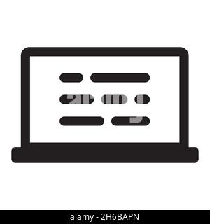 Laptop icon with text on screen simple style on white background isolated. Stock Vector
