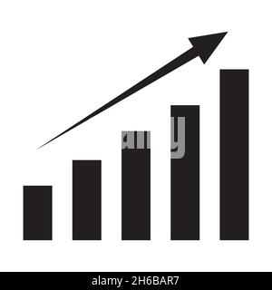Growth graph icon with upward arrow in Simple style on white background isolated Stock Vector