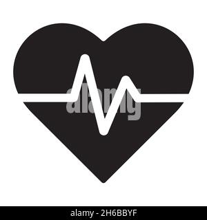 Heart pulse and cardiogram icon in simple style on white background isolated Stock Vector