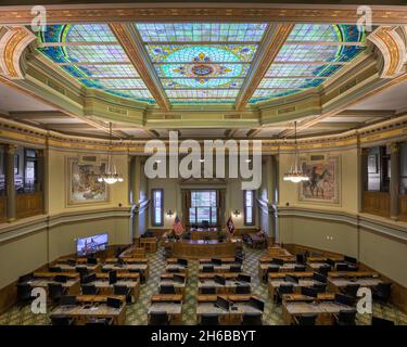House of Representatives chamber of the Wyoming State Capitol building in Cheyenne, Wyoming Stock Photo