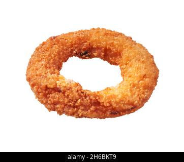 SIngle breaded onion ring isolated on a white background Stock Photo