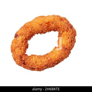 SIngle breaded onion ring isolated on a white background Stock Photo