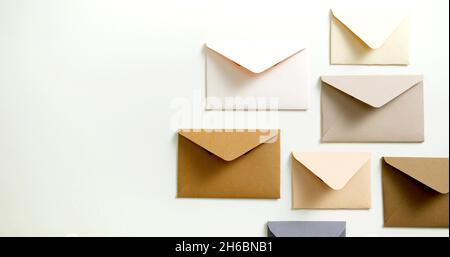 A background photo with colored envelopes Stock Photo