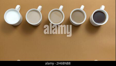 A background photo with five mugs Stock Photo