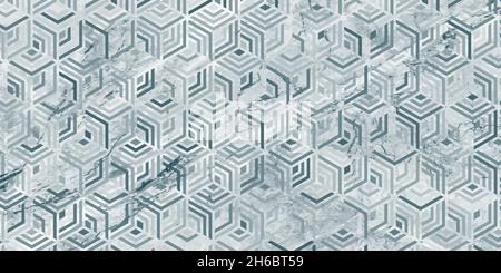 Geometric pattern grunge background with polygonal shape and green marble texture Stock Vector
