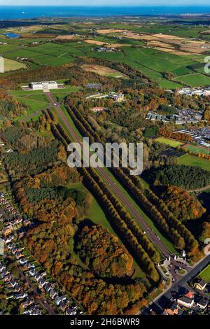 Belfast Aerial showing the Stormont estate in Autumn, County Down, Northern Ireland Stock Photo