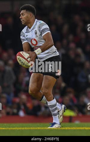 Cardiff, UK. 13th Nov, 2021. Ben Volavola of Fiji, in action during the game in Cardiff, United Kingdom on 11/13/2021. (Photo by Mike Jones/News Images/Sipa USA) Credit: Sipa USA/Alamy Live News Stock Photo