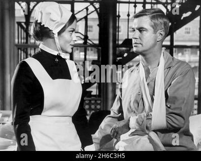 Loni von Friedl, George Peppard, on-set of the Film, 'The Blue Max', 20th Century-Fox, 1966 Stock Photo