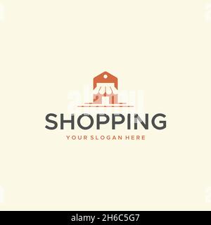 minimalist SHOPPING building store logo design Stock Vector