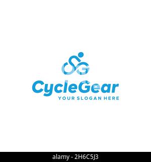 flat CycleGear driver two wheeler logo design Stock Vector
