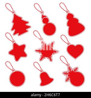 Red christmas sale signs on white background. Vector illustration. Stock Vector