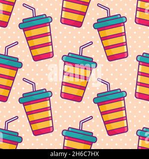 drink cup seamless pattern vector illustration Stock Vector