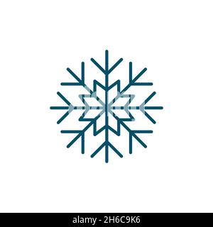 Snowflake winter Christmas line art blue icon. Pixel perfect, editable stroke Stock Vector