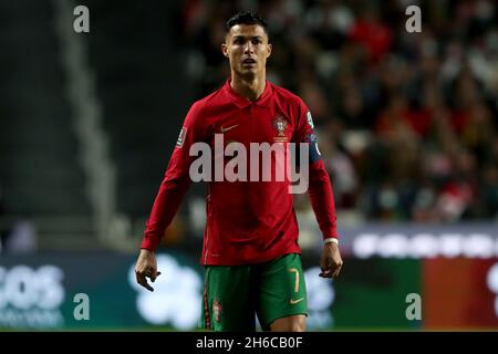 Lisbon, Portugal. 14th Nov, 2021. Portugal's forward Cristiano Ronaldo looks on during the FIFA World Cup Qatar 2022 qualification group A football match between Portugal and Serbia at the Luz stadium in Lisbon, Portugal, on November 14, 2021. (Credit Image: © Pedro Fiuza/ZUMA Press Wire) Stock Photo