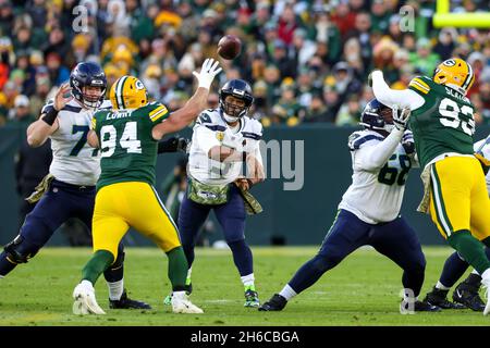 Green Bay, Wisconsin. November 14, 2021: Green Bay Packers cornerback Rasul  Douglas (29) celebrates his tackle during the NFL football game between the  Seattle Seahawks and the Green Bay Packers at Lambeau