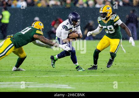 Green Bay, Wisconsin. November 14, 2021: Green Bay Packers cornerback Rasul  Douglas (29) celebrates his tackle during the NFL football game between the  Seattle Seahawks and the Green Bay Packers at Lambeau