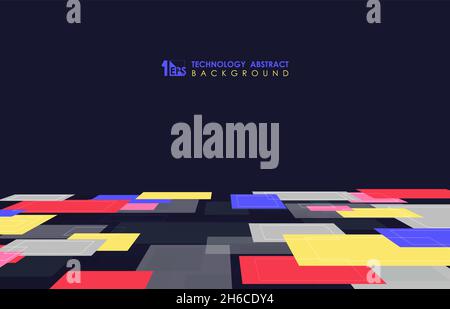 Abstract dark geometric pattern design of square style template. Overlapping artwork design background. Illustration vector Stock Vector