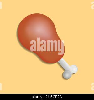 3d chicken leg icon vector illustration. 3d icon food. 3d food isolated design Stock Vector