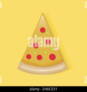 3d slice pizza icon illustration vector design. 3d food design. 3d pizza isolated design Stock Vector