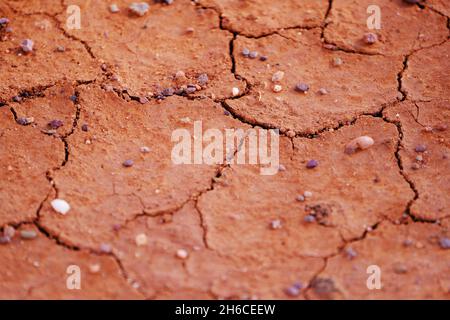 Cracked dry ground in the Flinders Ranges of South Australia Stock Photo