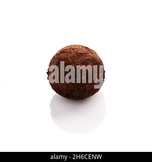 Chocolate truffle isolated on a white background. Front view. Stock Photo