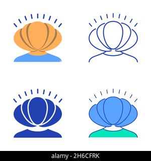 Anxious distress icon set in flat and line style. Anxiety and dizziness symbol. Vector illustration. Stock Vector