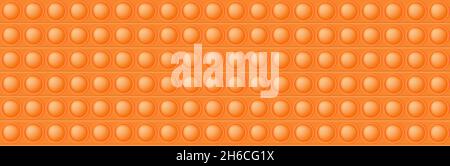 Popit orange seamless pattern as a fashionable silicon fidget toy. Addictive anti-stress toy in bright color. Bubble popits for kids fingers. Vector i Stock Vector