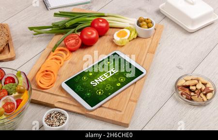 Healthy Tablet Pc compostion, immune system boost concept Stock Photo