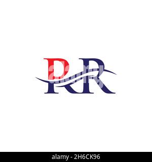 Initial RR letter linked logo vector template. Swoosh letter RR logo design. RR Logo design vector Stock Vector