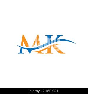 Initial MK letter linked logo vector template. Swoosh letter RR logo design. MK Logo design vector Stock Vector