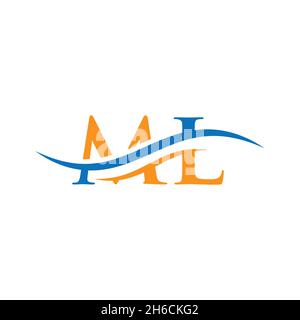 Premium Letter ML Logo Design with water wave concept. ML letter logo design with modern trendy Stock Vector