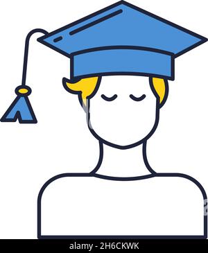 graduate man portrait with graduation hat vector illustration Stock ...