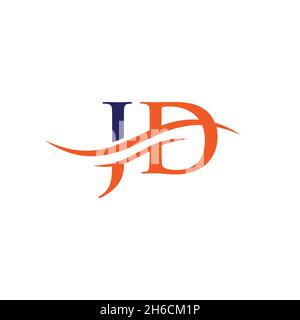 Swoosh Letter JD Logo Design for business and company identity. Water Wave JD Logo with modern trendy Stock Vector