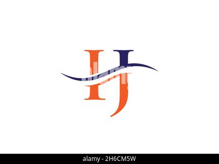 Swoosh Letter IJ Logo Design for business and company identity. Water Wave IJ Logo with modern trendy Stock Vector