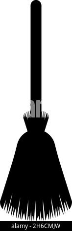 Broom besom broomstick icon black color vector illustration flat style simple image Stock Vector