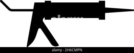 Silicone gun Caulking glue seal icon black color vector illustration flat style simple image Stock Vector