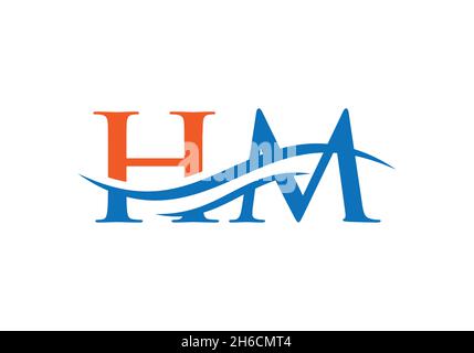 HM Letter Linked Logo for business and company identity. Initial Letter HM Logo Vector Template. Stock Vector