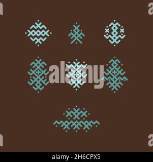 Vector image of traditional Berber tattoos. Sahara desert nomad ornament Stock Vector