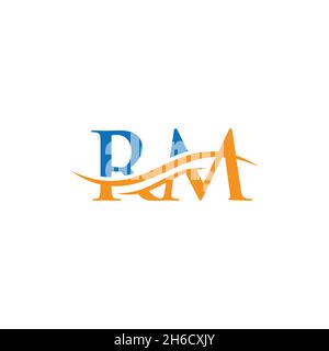 Initial linked letter RM logo design. Modern letter RM logo design vector with modern trendy Stock Vector