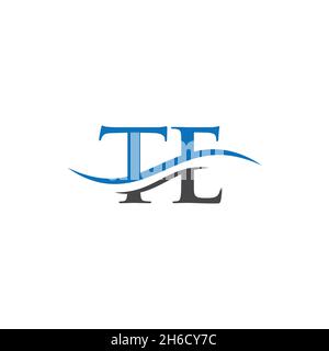 Swoosh Letter TE Logo Design for business and company identity. Water Wave TE Logo with modern trendy Stock Vector
