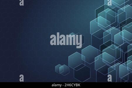 blue Abstract background consisting of set of hexagonal cells. Vector Graphics Stock Vector